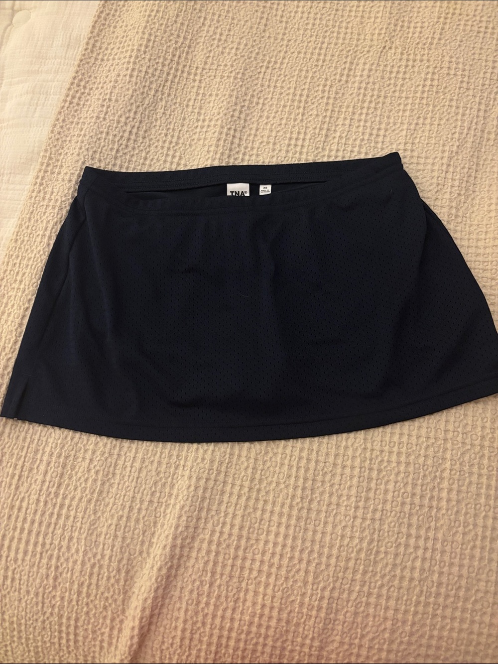Aritzia TNA navy blue mini with shorts built in